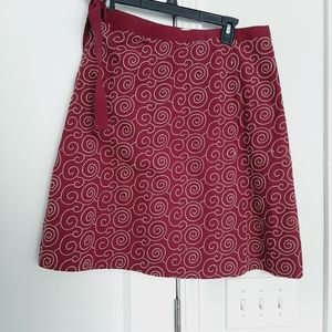 Red Patterned J. Crew Skirt
